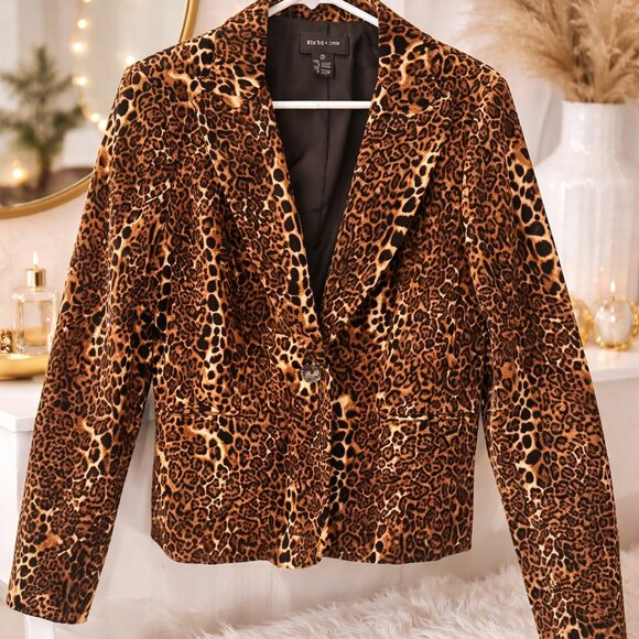 Focus 2000 Leopard Print Blazer Jacket Size 12 Brown Black - Picture 10 of 10